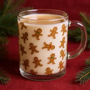 Gingerbread Man Glass Mug, 10 oz