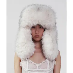 Oversized Faux Fur Trapper Hat in White-Pre Order