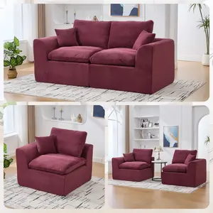 UNITED WE WIN Modular Sectional Cloud Couch 2 Seater with Removable Cushion Covers for Living Room Bedroom