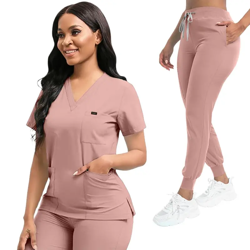 Comfortable Leisure Care Center Daily Practical Workwear Work Clothes Set Women Unisex Nurse Outfit Doctor Hospital Top Jogger Pants Veterinary Nursing Uniforms