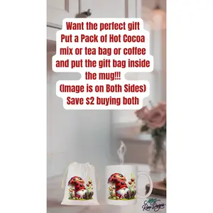 Whimsical Ladybug Gnome Gift Set – 11oz Coffee Mug & Drawstring Treat Bag Bundle