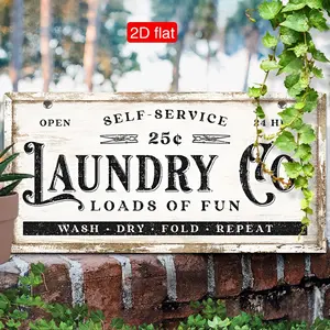 Vintage Laundry Room Sign, Decorative Plaque, Wooden Wall Art Decor, Retro Farmhouse Decoration, Home Gift, 5.9x11.8 Inches (15cm X 30cm)