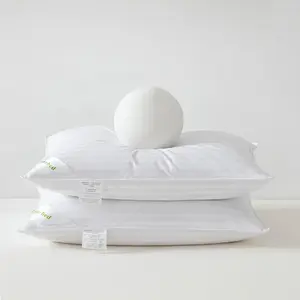 Goose Down Feather Pair Pillows Stripe White Bed Pillow for Sleeping,100% Cotton Good for Side and Back Stomach Sleeper Standard Size 2 Pack