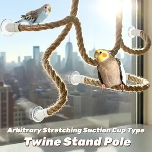 Flexible Bird Perch Rope with Suction Cup, DIY Adjustable Bird Cage Stand, Non-Slip Comfort Grip, Stable Climbing Rope for Birds