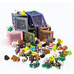 30Pcs Mystery Mini Figures Set, 3D Printed Small Animal Fidget , 3D Printed Cute Animal Home, Desk for Christmas Decoration, Tiny Figurines Cute Pet