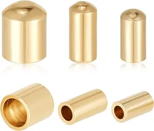 Beebeecraft 90Pcs 3 Size Leather Cord Ends 24K Gold Plated Brass Column End Caps Cord Terminators End Caps for DIY Jewelry Making Findings, Tiny Size 1.2/2/3mm