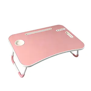 Foldable Laptop Table, Portable Lap Desk Bed Table Tray, Laptop Stand with Cup Holder & Tablet Slot & Lifting Handle for Working Writing Drawing & Eating