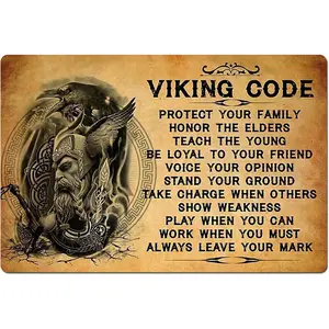 Viking Metal Tin Sign,Viking Code,Wall Decor For Home Bar Restaurant Cafe Pub Outdoor 8X12 Inch Viking Code