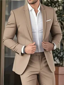 Men's.Suit 2pcs Set, Including Jacket And Trousers, Fashionable Formal Wear, Suitable for Parties, Gatherings And Weddings.
