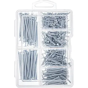 Hardware Nails Assortment Kit, 600 count Galvanized Nails, Picture Hanging Nails, Includes Finish, Wire, Common, Brad Nails