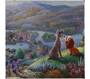 Thomas Kinkade Lady & Tramp Falling In Love 14X14 Gallery Wrap
