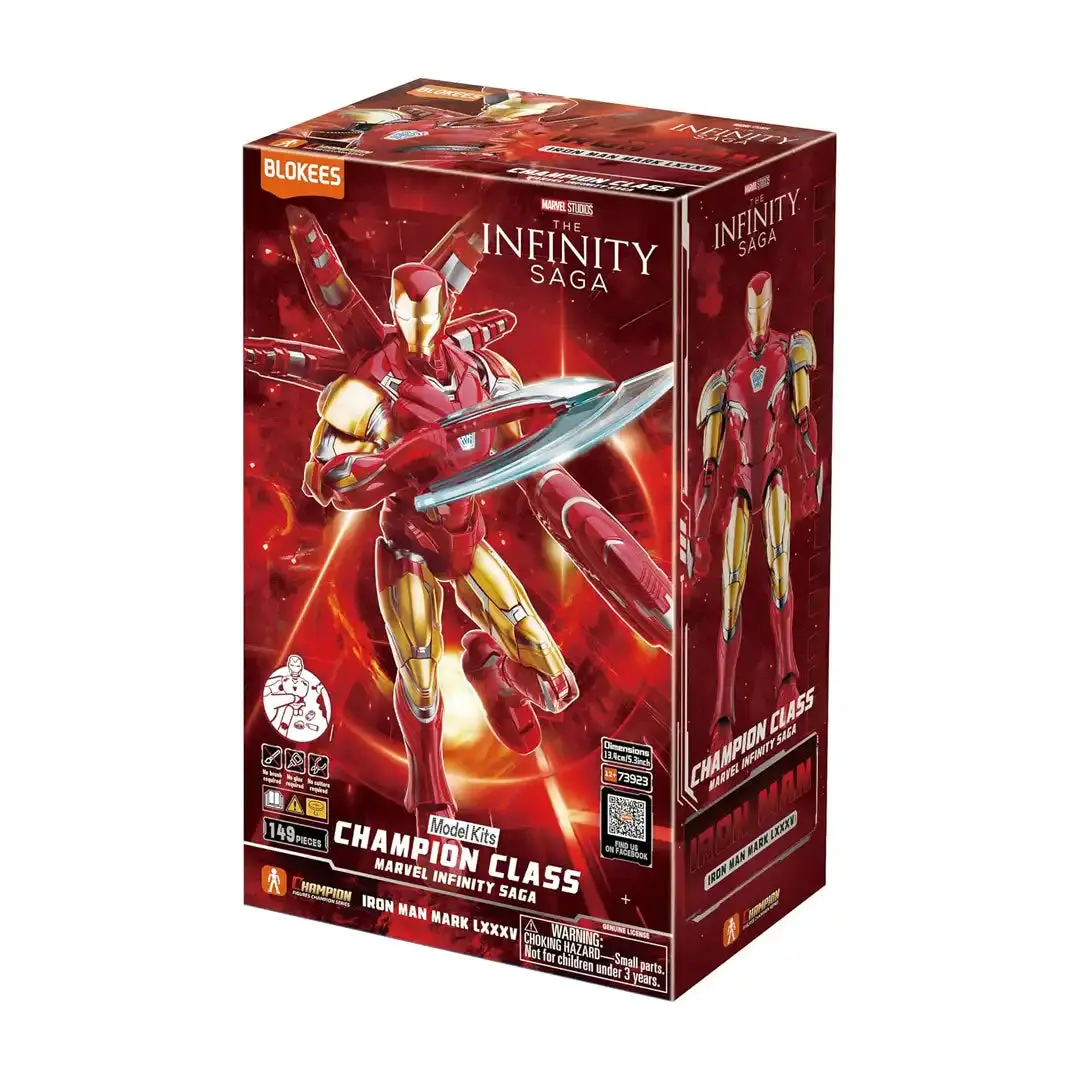 Officially Licensed Blokees Marvel Infinity SAGA Champion Class Iron Man MK85 Action Figure, Dynamic Articulation, Poseable Joints, Interchangeable Hands, Effect Parts, Action Figures