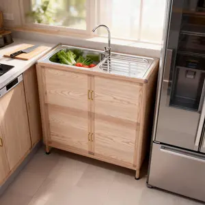 OPUL Utility Sink with Cabinet, Freestanding Utility Sink, Laundry Room Sink Cabinet, Outdoor Sink Station, Stainless Steel Utility Sink for Laundry Room, Utility Room, Garage, Basement, Outdoor and Indoor(32.68" D x 16.93" W x 32.68" H)