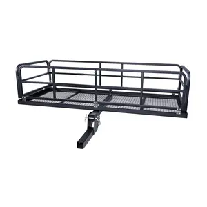 750 lbs Folding Hitch Cargo Carrier with Wheels & Handle, 60"×26"×13.8" Steel Cargo Basket, Heavy-Duty 2" Receiver Rear Luggage Rack for Car, SUV, Truck, RV, Camping & Travel