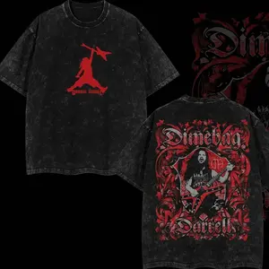 [$$$ROCKLIFE] Pantera Dimebag Darrell Guitar Retro Unisex Acid Washed Hoodie T-Shirt – 90s Records Rock Groove Metal Cotton Washed Tee, Groove Metal Rock Band Washed Shirt, Oversized Vintage Tee, Heavy Metal Merch, Gift for Rock Fans Z8S