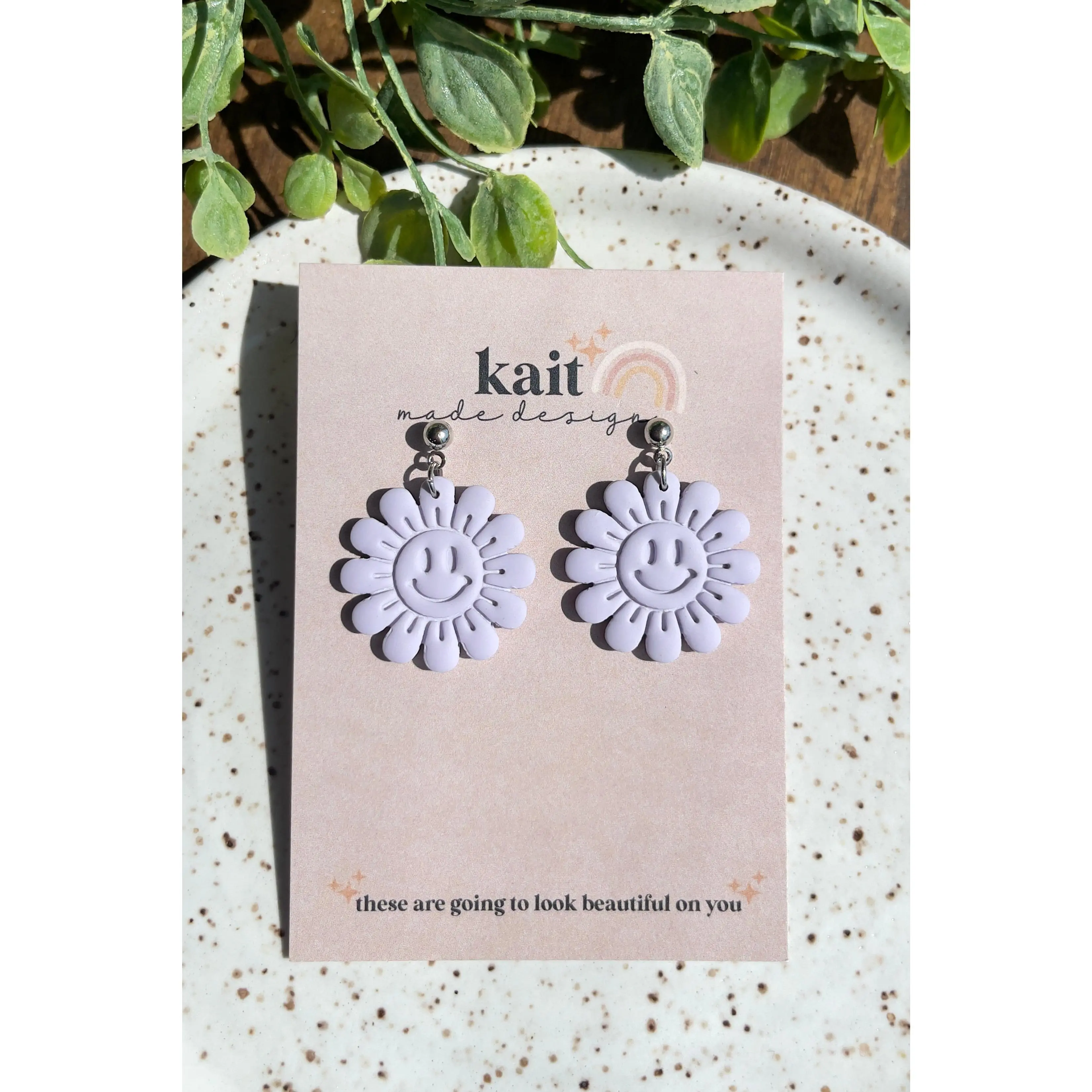 Lavender Happy Flower Earrings