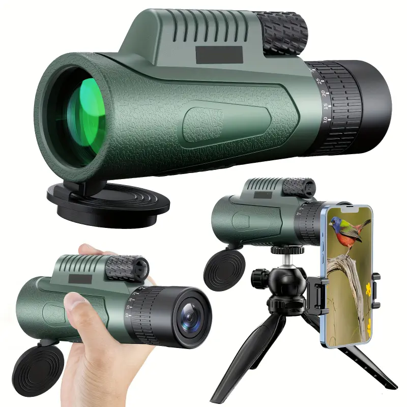 [High-Definition Zoom Telescope] 10X High-Definition Zoom Monocular Telescope - 1pc with Tripod Stand and Smartphone Adapter, Manual Focus, 42mm Objective Lens - Portable for Outdoor Photography and Bird Watching
