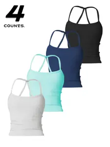 Women's Solid Color Sports Singlet, Comfortable Breathable Sports Top with Chest Pad, Ladies Sportswear for Indoor Outdoor Wear, Activewear, Activewear Fitness, Athletic Top
