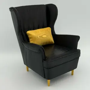 Handmade 3D Printed Chair: 1/6 scale chair 3D printed Black with golden legs & Plastic pillow-No doll-