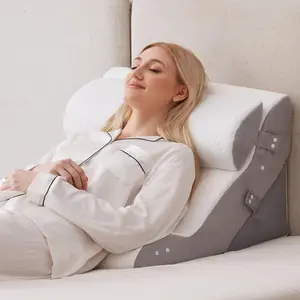 3PCS Adjustable Wedge Pillow Set for After Surgery, Back Pillow for Bed Sitting Up, Suitable for Acid Reflux, Sleeping & Snoring Relief, Orthopedic Pillow for Post Surgery, White
