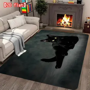 Large Velvet Carpet, Cat Design, Modern Home Decor Rug, Living Room, Entryway, Bedroom, Game Room, 500gms