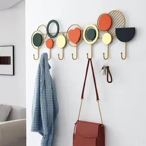 Modern Metal Iron Art Wall-Mounted Coat Rack, Space-Saving Storage, 5 Flip Hooks, Minimalist Luxury Design, Home Decor Hook