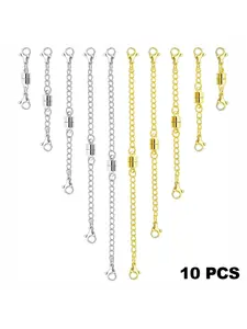 10 Piece Set Necklace Extender Chains with Magnetic Clasps, and Silver Color Magnetic Necklace Buckles and Closures