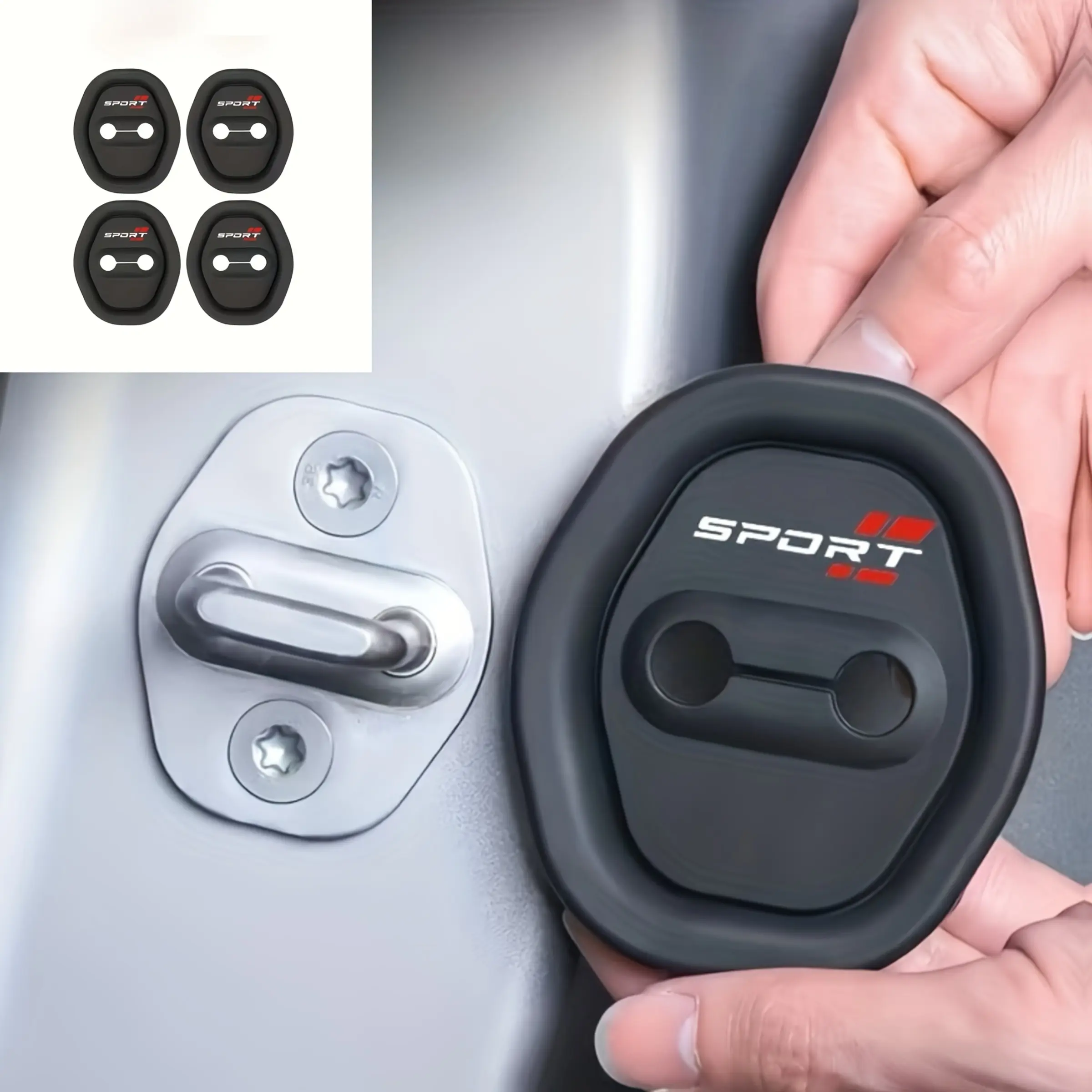 Silicone Car Door Lock Covers Set, Noise Reduction Rust-Proof Automotive Interior Accessories, Durable Quiet Car Interior Protector, Premium Silicone Material, Vehicle Accessories, Car Accessory