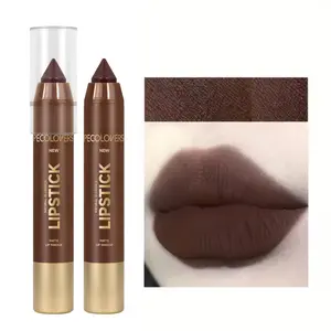 1PC European and American Deep Brown Matte Lipstick, Chocolate Color, Valentine's Day & Carnival Cosplay Lipstick, Dark Gothic Velvety Lip Color, Makeup