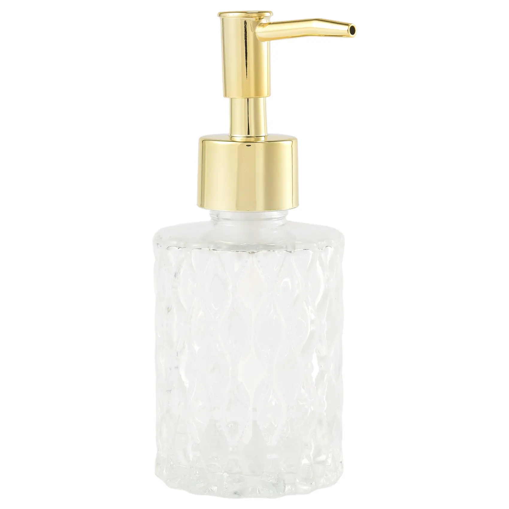 Golden Glass Reusable Dispenser - Easy-to-Clean Automotive & Motorcycle Mirror Accessory, for Shampoo, Dish Soap, Shower Gel, Hand Cleansers (Kitchen, Bathroom Sinks Use), Soap Dispenser