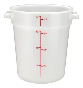 Round Storage Container, White, Polypropylene - 4 Quart