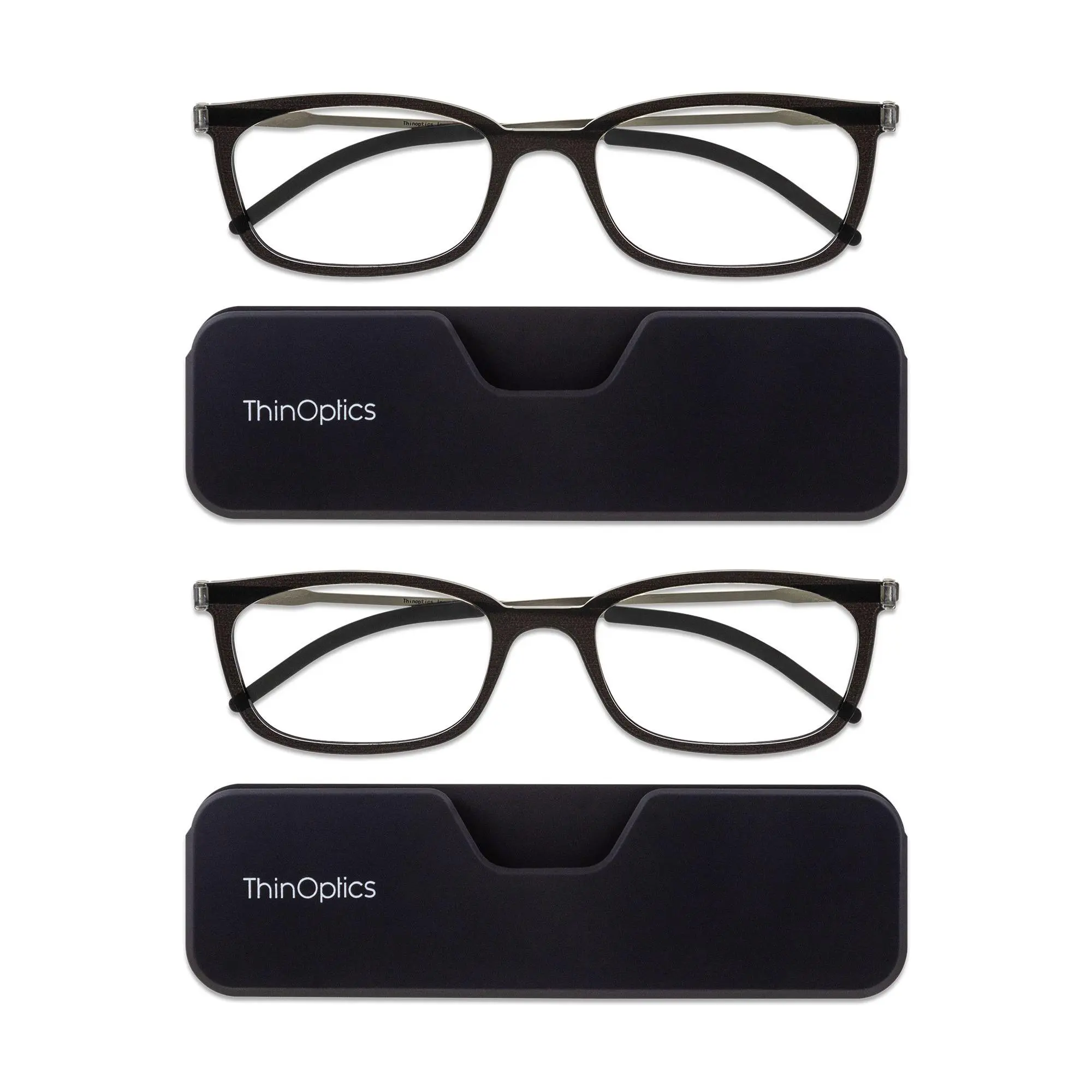 ThinOptics Set of 2 Connect Full Frame Reading Glasses & Cases 1.0-2.5