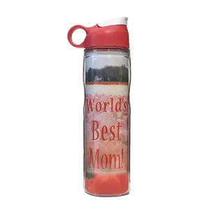 World's Best Mom Water Bottle from Lively Bottle, reusable, dishwasher-safe, drinkware including easy-open lid, 19 oz 2-walled durable Tritan plastic, BPA-free, leak-proof, made in the USA
