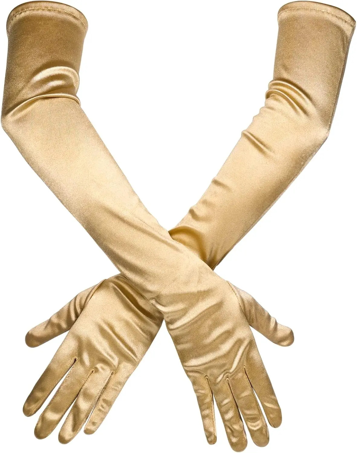 Long Elbow Satin Gloves, Stretchy 21inch 1920s Opera Gloves for Evening Dancing Parties
