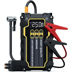 Portable Car Air Compressor Automotive Tire Inflator 6400mah, Fits Gasoline 10L Diesel 8.5L, Psi Tire Pressure, 12V Battery Booster, LED Light, USB Charging