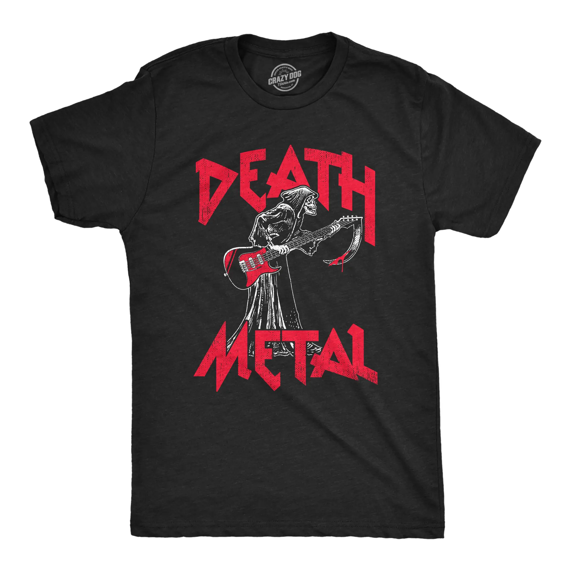 Mens Death Metal T Shirt Funny Brutal Grim Reaper Bloody Guitar Tee for Guys Mens Funny T Shirts Cool Vintage Fashion T-Shirt Gift Classic Menswear Sarcastic Apparel for Men Funny Music Short Sleeve Novelty Black -