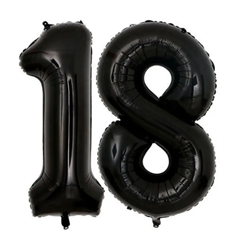 20pcs 40-Inch Giant Number Balloons for 18th Birthday Party Decor, Unisex 18th Birthday Party Supplies, Photo Props for Celebrations, Balloon Decorations
