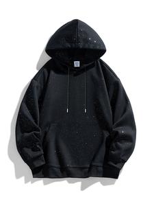 100% Polyester Men's Starry Glitter Hoodie Sweatshirt Fleece Lined Winter Warm Pullover Oversized Soft Cozy Zip Up Jacket with Drawstring Hood for Casual Wear Long Sleeve Stylish Menswear