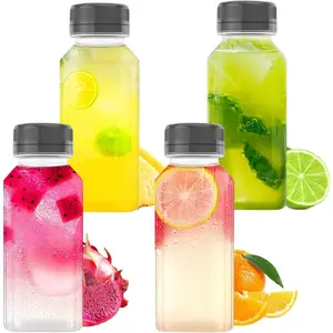 10 OZ Plastic Juice Bottles,  Bulk Beverage Containers, for Juice, Milk and Other Beverages, 4 count.