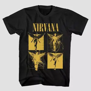 Vintage Nirvana Rock Band Men's T-Shirt 180g Pure Cotton Casual 90s Grunge Angel Graphic Print Top for Music Lovers Gift for Him S-5XL
