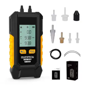 PT503 Manometer Gas Pressure Tester,Dual-Port HVAC Manometer with of -100 to 200 KPa, 6 Units, Data Retention, 7Adapters,