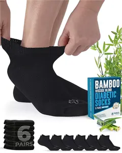 Doctor's Select Viscose Bamboo Diabetic Socks for Men and Women - Ankle Socks for Neuropathy - 6 Pairs Black
