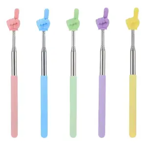 Steel Teaching Pointer Telescopic Rod Finger Design Teaching Stick Finger Reading Sticks Tools School Office Supplies