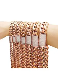 Men's Jewelry Rose Gold Cuban Chain Necklace Thin Cut Dense Chain Flip Cover Micro Pave Zirconia Diamond Clasp N-JMBZ
