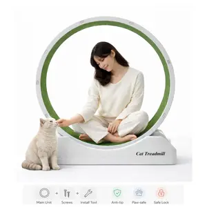 Cat Exercise Wheel 47 Inch XL – Cat Running Wheel for Large Indoor Cats, Silent Cat Treadmill Wheel with Sisal Mat, Cat Hamster Wheel for Big Cats, Cat Wheel Indoor Toy Cat Gift