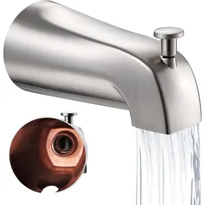 Bathtub Tub Spout with Diverter, Wall Front Mount 1/2" IPS Thread Tub Faucet Spout, Replacement Compatible with Westbrass E531D-1F-62, Brushed Nickel