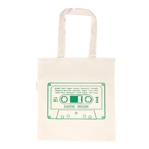 Hand Screenprinted Eugene Oregon Mixtape Tote Bag: Retro Cassette Tape Design | Cute Tote Bag #1712