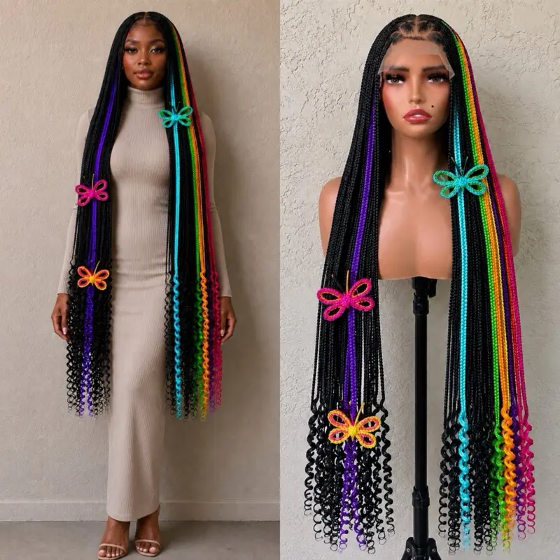 40-inch Luxury Full Lace Braided Wig with 3D Butterfly Braided Design, made with Full lace Human Hair.