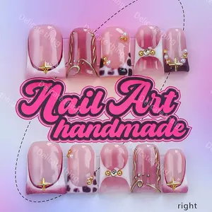 Delicatething Y2K Style Duckbill Nail Tips, Handmade Wearable Nails, 4 Sizes XS S M L, Perfect Gift for Girls, Family Gatherings, Dates, Parties