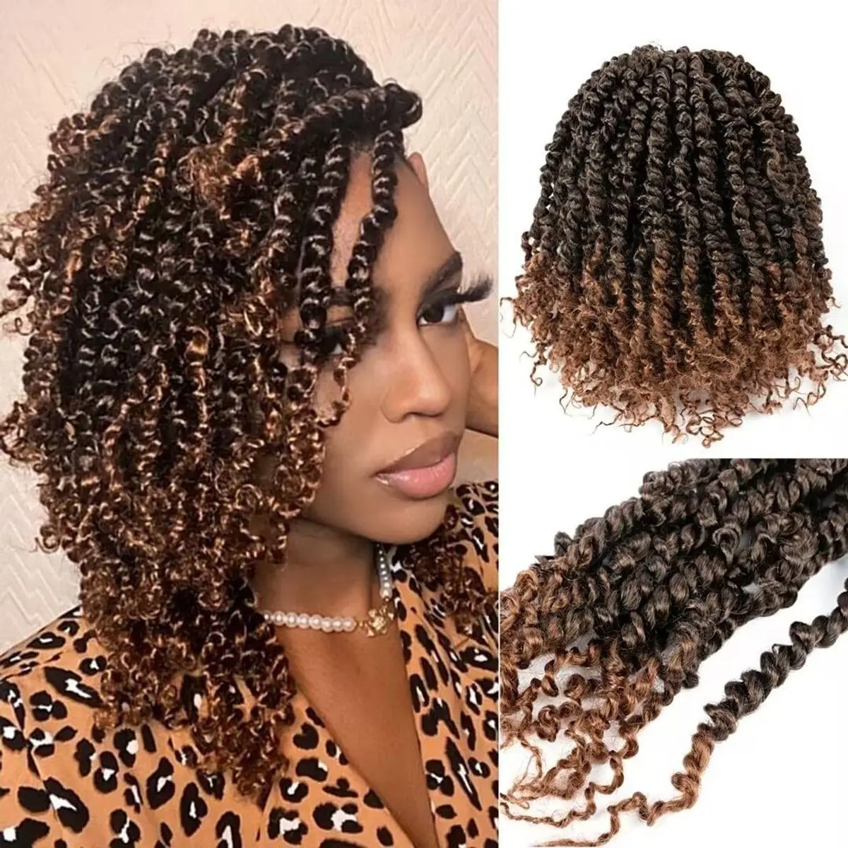 Passion Twist Hair 10 Inch 8 Packs Pre-twisted Passion Twist Crochet Hair For Women Pre-looped Short Passion Twist Bohemian Braids Synthetic Crochet Hair Extension (10 Inch (Pack of 8), 1B/30#)